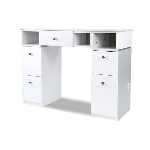 NOVA I Manicure Table, Nail Station for Beauty Salon Furniture & Equipment, Marble Top Acetone...