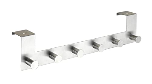 WENKO Barra sopraporta con ganci appendiabiti in acciaio inox Celano, Acciaio inossidabile, 39 x 11 x 7.5 cm, Opaco
