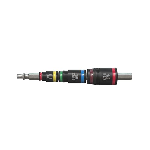 Malco 7-in-1 C-RHEX Flip Bit Socket Set with 3 cleanable, reversible, and stackable, color-coded sockets featuring an ultra-powerful magnet and a T25 integrated driver head. Impact Rated.