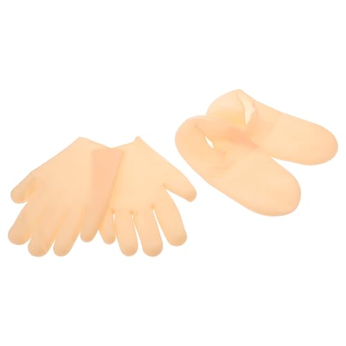 OATIPHO Juego de Guantes y Calcetines Exfoliantes E Hidratantes de Silicona para Manos y Pies Secos y Agrietados, Antideslizantes, Color Piel, Suavizante para Spa y Pedicura, Cuidado
