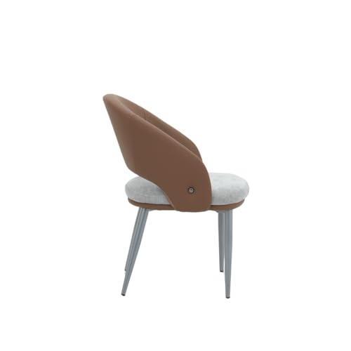 Image of Royaloak Verona Italian Dining Chair| Premium Dual Material Dining Table Chair | Leatherette Backrest with Fabric Seat | Ergonomic Curved Support | Stylish Black Nickel Accent |Sleek Durable Legs