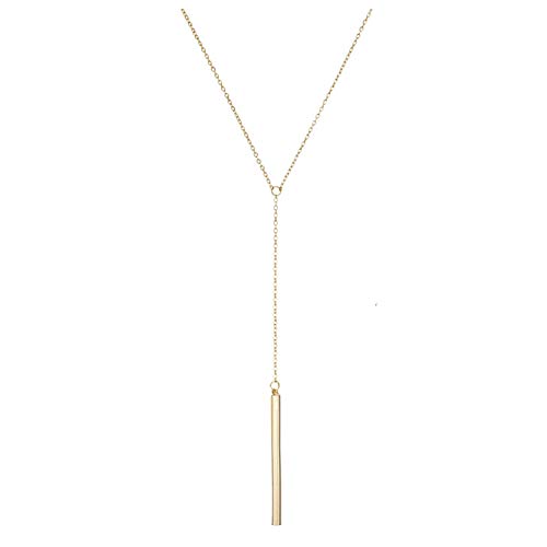 Highven Gold Y Necklace Lariat Necklace for Women Vertical Bar Necklace Bar Jewelry for Wife Gift (Bar-gold)