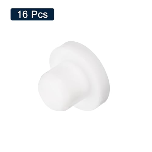 Image of uxcell 16 Pieces White Rubber Stopper, 12mm Plug Holes for 11.5-11.8mm /0.45-0.46 inch Hole