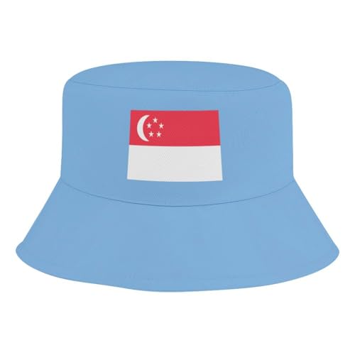 Kids Sun Hat Singapore Flag Bucket Hat for Girls & Boys,Lightweight Nylon Packable Fun & Cool Reversible