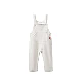 Mud Kingdom Little Boys Overalls Cotton Plain Adjustable Straps Casual Spring Autumn White 5T