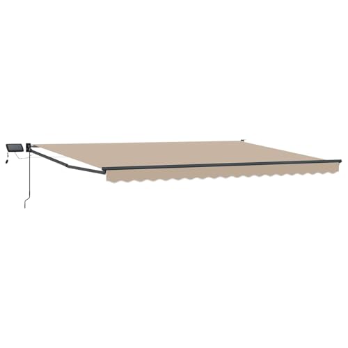 vidaXL Toldo Manual retráctil con Leds Beige y Antracita 5 x 3 m, Una solución Moderna, toldo retráctil, toldo de jardín, Resistente, LED para tu Porche
