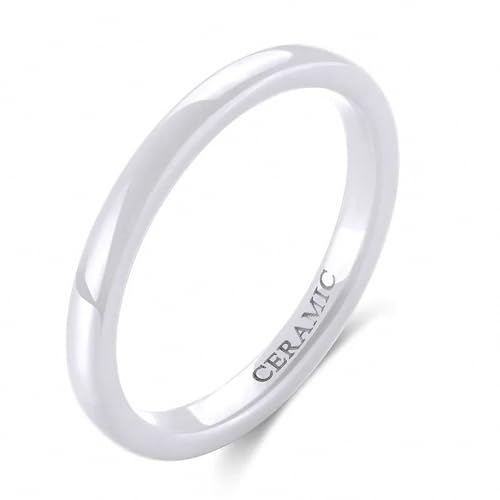 Wozya WOZYA-2310162912 Cute 2 Mm Thin Black Ceramic Ring Women Stacking Rings Polished Dome Wedding Engagement Band Female Finger White 4.5 cover