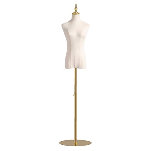 Mannequins, Adjustable Easy to Assemble Model Props Female Half Body Clothing Display Stand Clothing Store Bridal Shop, Golden Round Base
