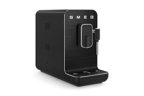 Image of Smeg BCC12FBMUS Automatic Espresso Machine with Steam Stick 8 Coffee Drinks Thermoblock Heating System Built-in Coffee Grinder Aesthetic Style All Black