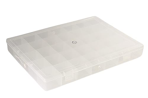 Image of NMII Multipurpose Plastic Storage Box with Partitions | Transparent Organizer with Secure Lid | Ideal for Stationery, Craft Supplies, Tools, and Jewellery, Accessories | Lightweight-(35 Partitions)