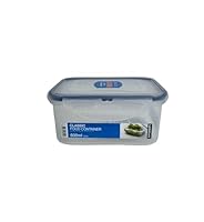 Lock & Lock Classic Rectangle Short Food Container, Clear/Blue Seal, 70056 5.9 x 4.3 x 2.7
