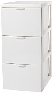 Iris Ohyama, Storage Chest, Tower, 3 Drawers of 15 L, with Wheels, Ergonomic Handles, Living Room, Bedroom - Style Chest SCR-303 - White