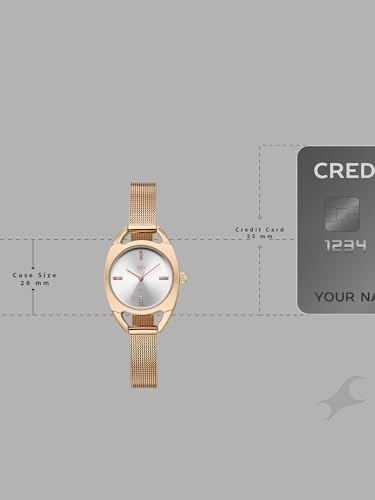 Image of Fastrack Vyb Spotlight with Quartz Analog Silver Dial Rose Gold Stainless Steel Strap Watch for Girls - FV60129WM01W