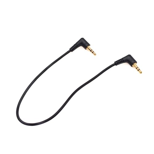 JZK 30CM 3.5mm TRS Audio Stereo Cable, Gold Plated 90 Degree Right Angle 3.5 Male to Male Jack Plug Car Aux 3-Pole Audio Cord