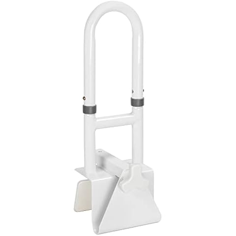 HEPO Grab Bars for Bathtubs and Showers, Adjustable Bathtub Safety Rail for Seniors, Tub Grab Bar for Bathroom, Assistance Bathtub Handle Clamp for Elderly Bath Support, White Cover