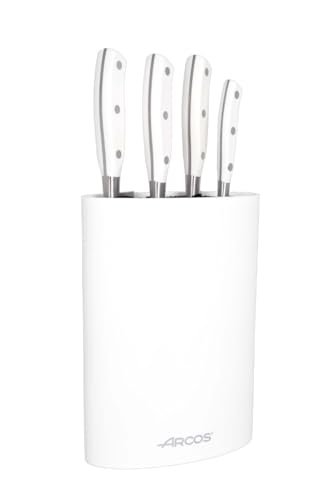 Arcos Serie Riviera Blanc - Juego de Cuchillos de 4 piezas en Caja de Regalo (4 Cuchillos de Cocina) - Hoja de Acero Inoxidable Forjado NITRUM - Mango de Polioximetileno (POM) - Bloque color Blanco