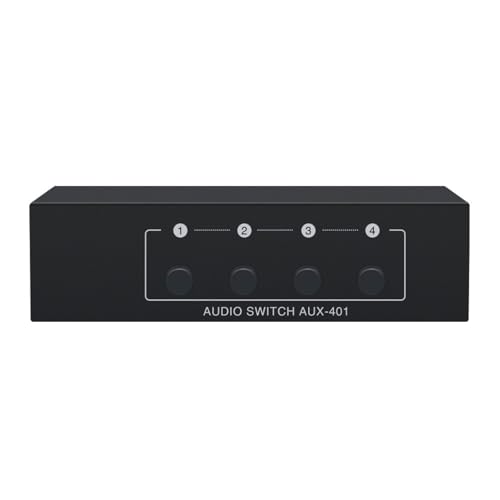 4 in 1 Out Bi-Directional Stereo Audio Switch, 3.5mm AUX RCA L/R Audio Switcher Selector