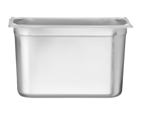HENDI Gastronormbehälter, mit verstärkten Ecken, geeignet für Chafing Dishes, Bain-marie, Backöfen, Gefrierschränke, temperaturbeständig von -40° bis 250°C, 7,8L, GN 1/3, 325x176x(H) 200mm, Edelstahl