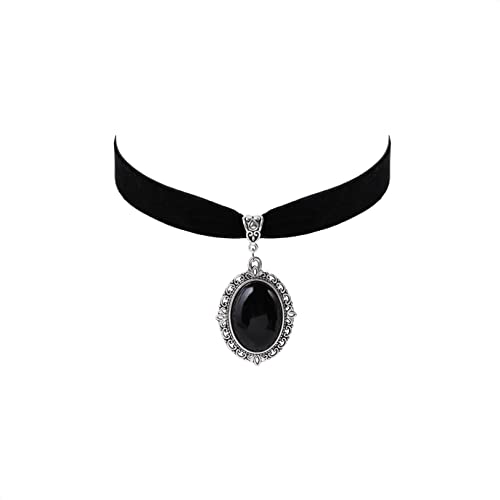 Hanary Collier ras du cou gothique vintage victorien en velours noir, bijou gothique vintage cadeau pour femme, cadeau de Noël, Zinc