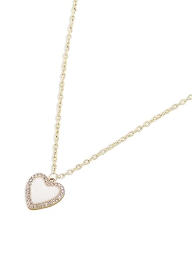 Image of ZAVERI PEARLS Off White Enamelled Austrian Diamonds Embellished Heart Shape Contemporary Pendant & Chain For Women-ZPFK16794