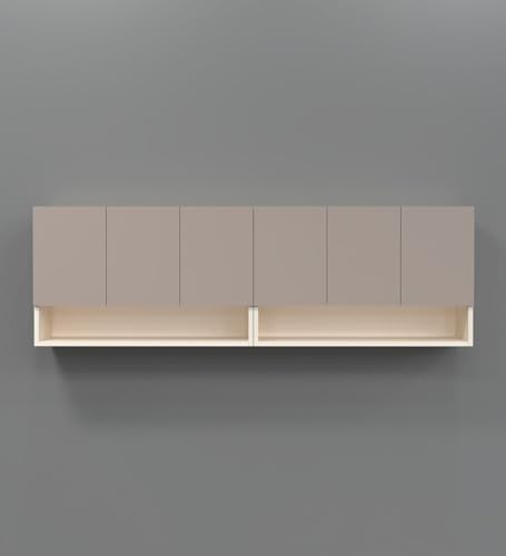 Image of SPECIALITY PANELS 6 Door Wall Cabinet with UV Profile Shutter | Wall Mounted Storage Cabinet for Kitchen Bathroom Living Room | Wooden Wall Cabinet Organizer Mocha Finish Finish DIY Assembly