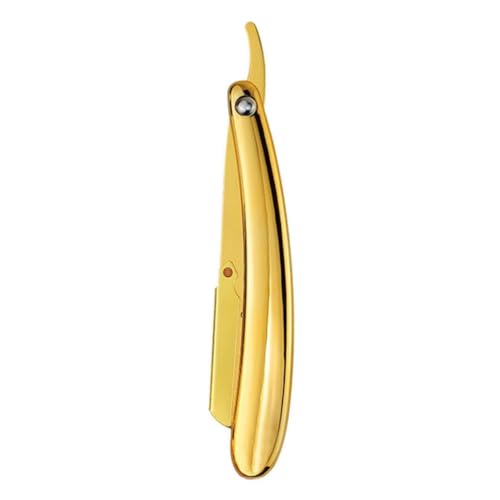 Friseur Rasiermesser Handbuch Rasiermesser Klappgriff Griff Barber Rasierwerkzeug Haarschneider golden (keine Rasierscheibe)