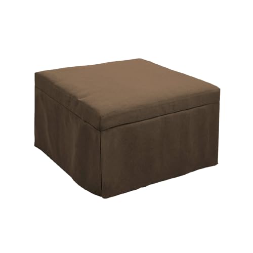 Pouf letto singolo con materasso 75X75X43 cm salvaspazio pieghevole camera cameretta soggiorno poggiapiedi tessuto Beny (Marrone)