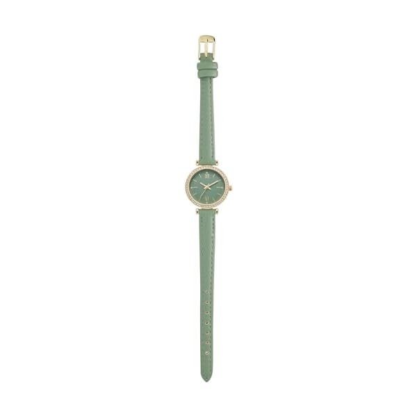 MOVEBEST Ladies Quartz Watch, Crystal Rhinestone Bezel, White Dial, Black Leather Band - Image 5