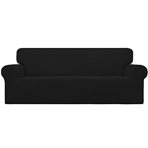 Image of Easy-Going Stretch Oversized Sofa Slipcover 1-Piece Sofa Cover Furniture Protector Couch Soft with Elastic Bottom for Kids, Polyester Spandex Jacquard Fabric Small Checks Black