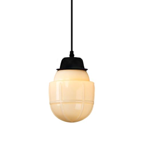 RXPVUXE Lámpara Colgante Moderna de Cristal Color Crema Estilo Medieval lámpara de Techo Colgante de Hierro Negro Estilo japonés lámpara de iluminación de Isla de Cristal Blanco Leche Elegante cordón