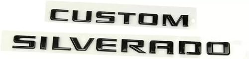 Image of 2pcs Replacement for 2019-2023 Silverado Custom Rear Tailaget Letter Emblem Badge 3D Decal Nameplate (Gloss Black)