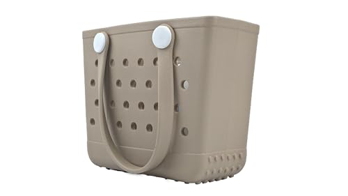 Small Waterproof Rubber Beach Bag - Lightweight Foldable Tote for Women, Travel, Pool & Gym, Sandproof Washable (Almond1.2)