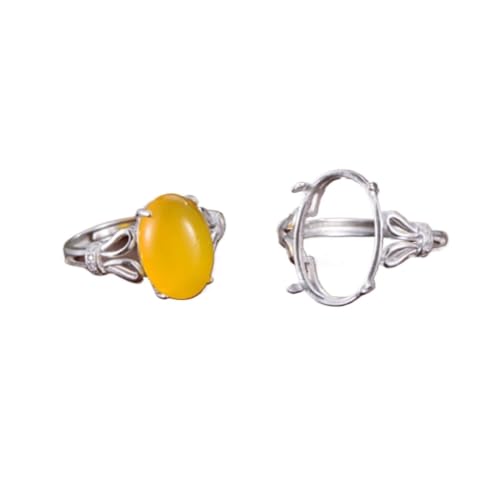 Anillo en blanco ajustable de plata 925, base ovalada para engastar piedras 2
