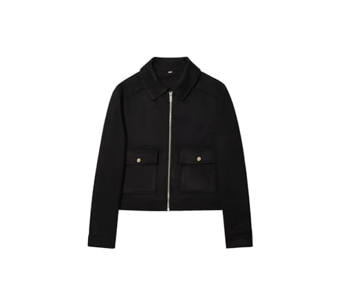 Women's Zipper Jacket Coat Elegant Long Sleeve Pocket Short Coat