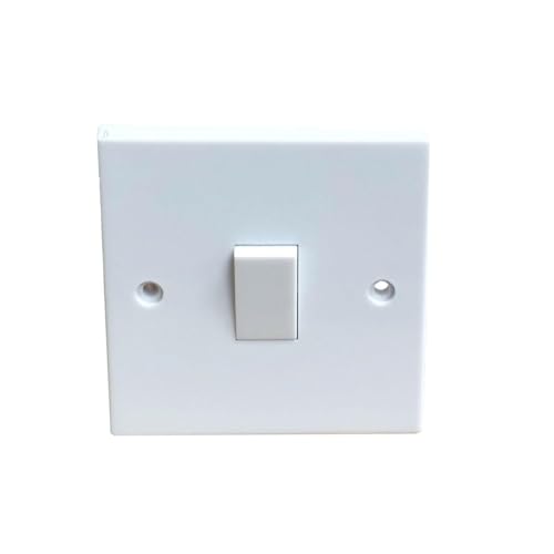 iSeventy9 Single Gang Light Switch 1 Gang 2 Way White Plastic 10A 230V, with Fixing Screws