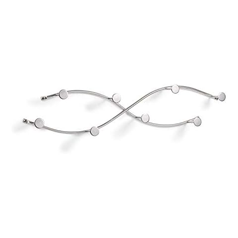 Spectrum Diversified Sweep Wall-Mount, 8-Hook Double Entryway, Closet Bathroom & Kitchen Storage, Home Decor Hat & Coat Rack for Organization, Chrome Cover