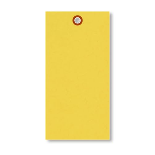 SmartSign (Pack of 1000) 6.25 x 3.125 inch “Yellow” Blank Tyvek Shipping Tags with Metal Eyelets, Size #8, 8 mil Thick Tyvek, Made in USA