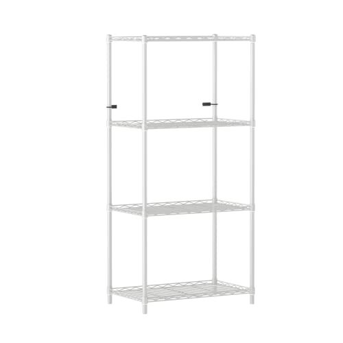 Image of 4-Shelves Wheels Heavy Duty Steel Storage Rack | Multipurpose Shelving Unit for Kitchen, Home & Utility | White, 4 Shelves Wheels