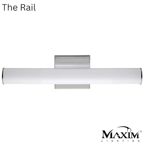 Image of Maxim Lighting Rail 18 inch Bath Vanity Light | Polished Chrome Aluminum Finish | Transitional Indoor Light Fixture | Ideal for Bathrooms & Powder Rooms | Dimmable Damp Rated | 52100PC