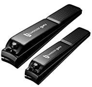 Tweezer Guru Nail Clippers - 2 Pack Professional, Stainless Steel Toe & Finger Nail Clipper Set for Men, Women and Kids - Curved Edge, Matte Black