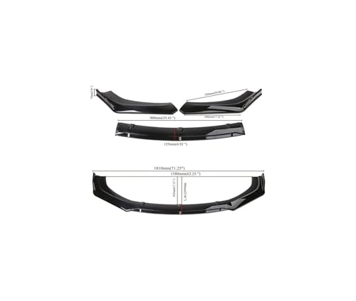 Lame de pare-choc avant pour Mazda 2 3 5 2004-2021 lèvre noir brillant