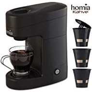 homia Coffee Maker Machine Single Serve - Electric Brewer for Ground Coffee, K-cup Сompatible, 12 oz (360 ml), 800W, 3.5 bar Pump, with Reusable Capsules and Automatic Shut-Off