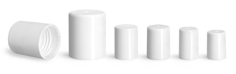 13 mm Plastic Caps, Flat White Polypro Caps for Roll On Containers