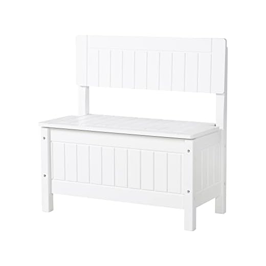 Baul juguetero roba, banco para niños, mueble infantil para sentarse y guardar juguetes, blanco.