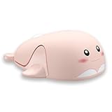 CHUYI Cute Animal Dolphin Shape Wireless Silent Mouse Frosted Cartoon Portable Travel Mute 1600DPI Novelty Optical Unique Cordless Quiet Mice for Computer Laptop PC Gift (1 Pack-Pink)