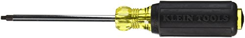 Klein Tools 663 #3 Square Recess Tip Screwdriver with 4-Inch Round Shank and Cushion Grip Handle