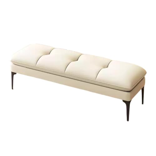 Banco de zapatos con asiento acolchado y marco de madera maciza, cojín de cuero ecológico, diseño de pie de armario inclinado hacia el exterior para sala de estar, dormitorio o entrada