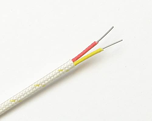 K-Type Thermocouple Wire AWG 24 Solid Type K with Braided Fiberglass Insulation - 10 Yard roll