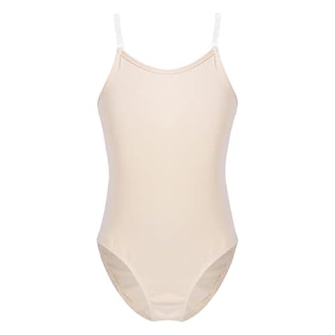 Linjinx Kids Girls Ballet Dance Unitard Adjustable Shoulder Straps Camisole Tank Gymnastic Leotard Nude 10-12 Years Cover