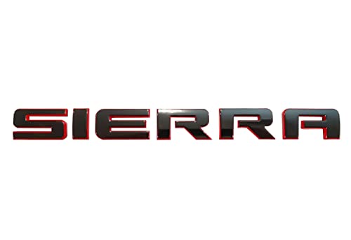 Image of 1Pcs Sierra Letters L /R Door Rear Tailgate Emblem Replacement for GMC Sierra 1500 2500 (Redline)